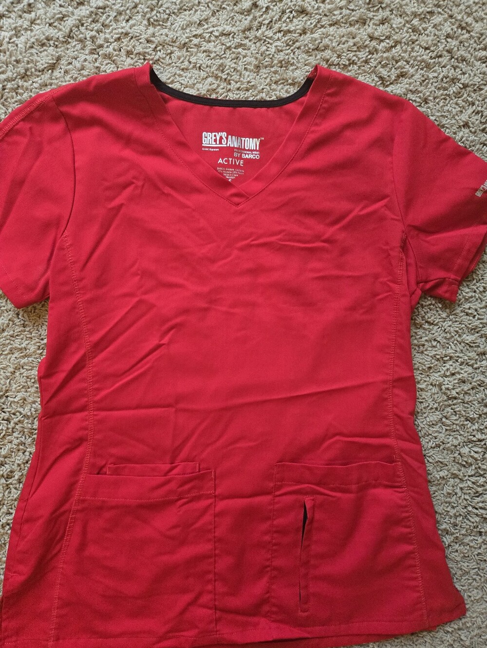 Grey's Anatomy Red Scrub Top Size Small